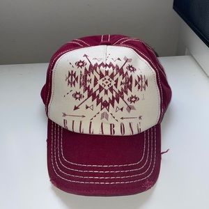 🆕Billabong Y2K/2000s Distressed Red and White Snapback Hat Baseball Cap